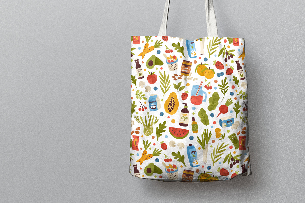 Vegan food seamless patterns, a Pattern Graphic by Good Studio