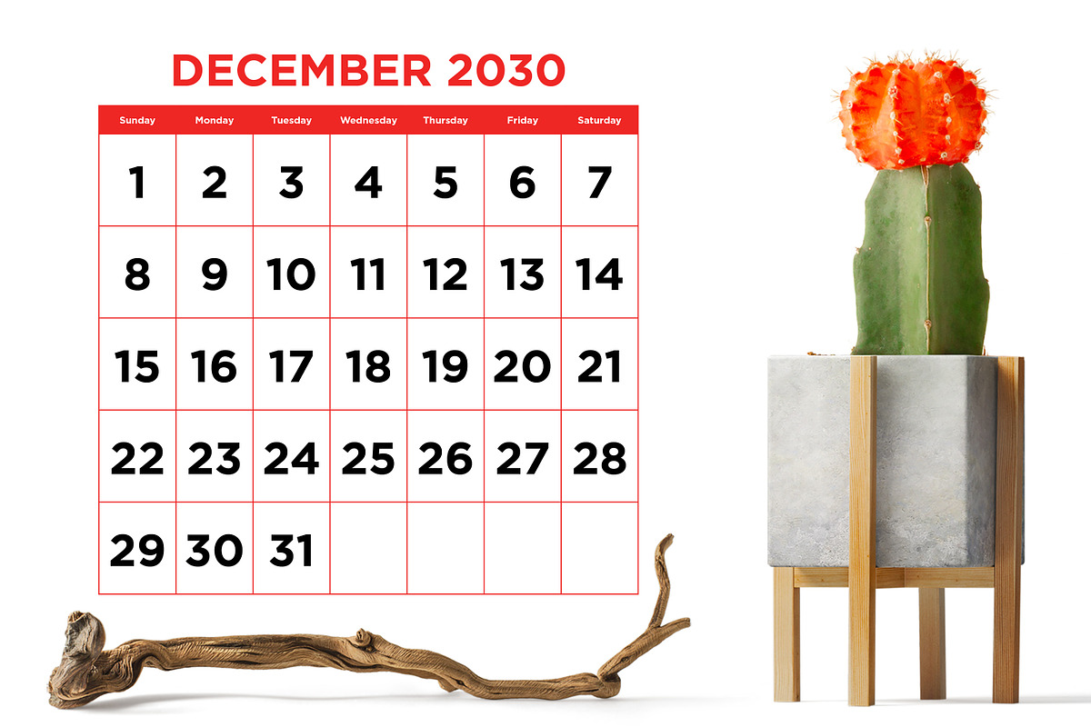 2030 Large No. Color 8.5x11 Calendar, a Stationery Template by Running With Foxes (Photo 6 of 6)