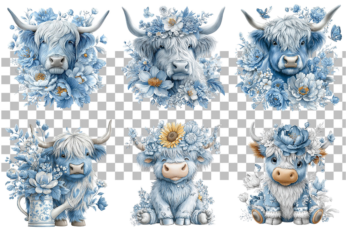 Whimsical Highland Cow Clipart, a Seasonal Illustration by Daily.Designs (Photo 3 of 5)