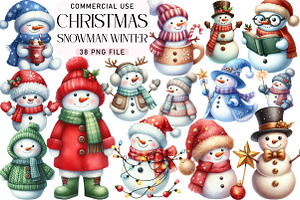 Snowman Winter Clipart, an Illustration by Daily.Designs