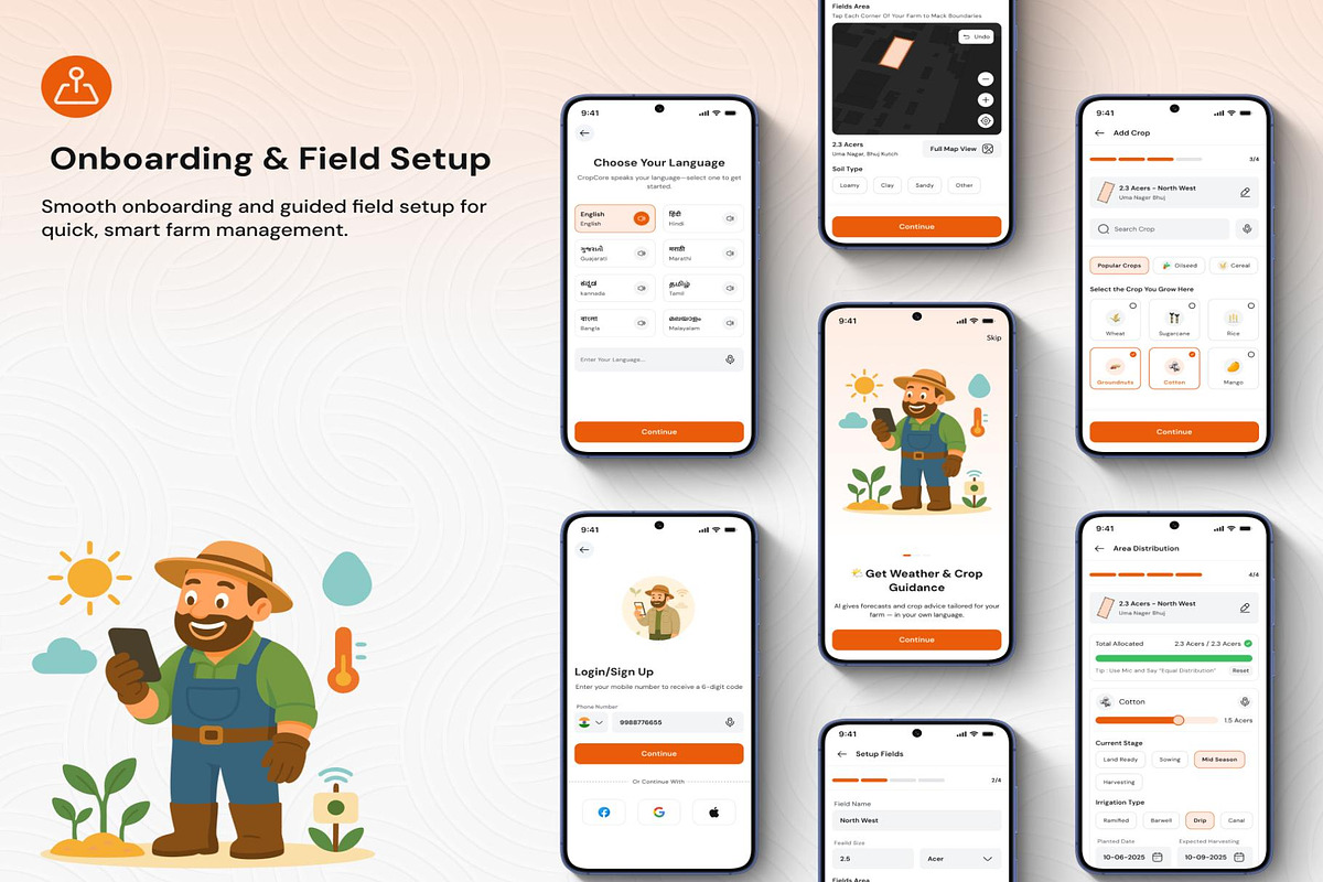 CropCore Smart Farming App UI Kit, an UI Kit Template by Creative Perspective (Photo 3 of 8)