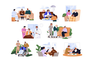 Senior people in nursing home set, a Healthcare Illustration by PaperTrident