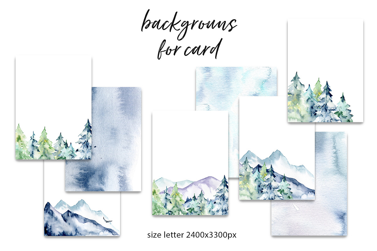 Forest and mountains watercolor set, an Illustration by Larisa Maslova (Photo 9 of 11)