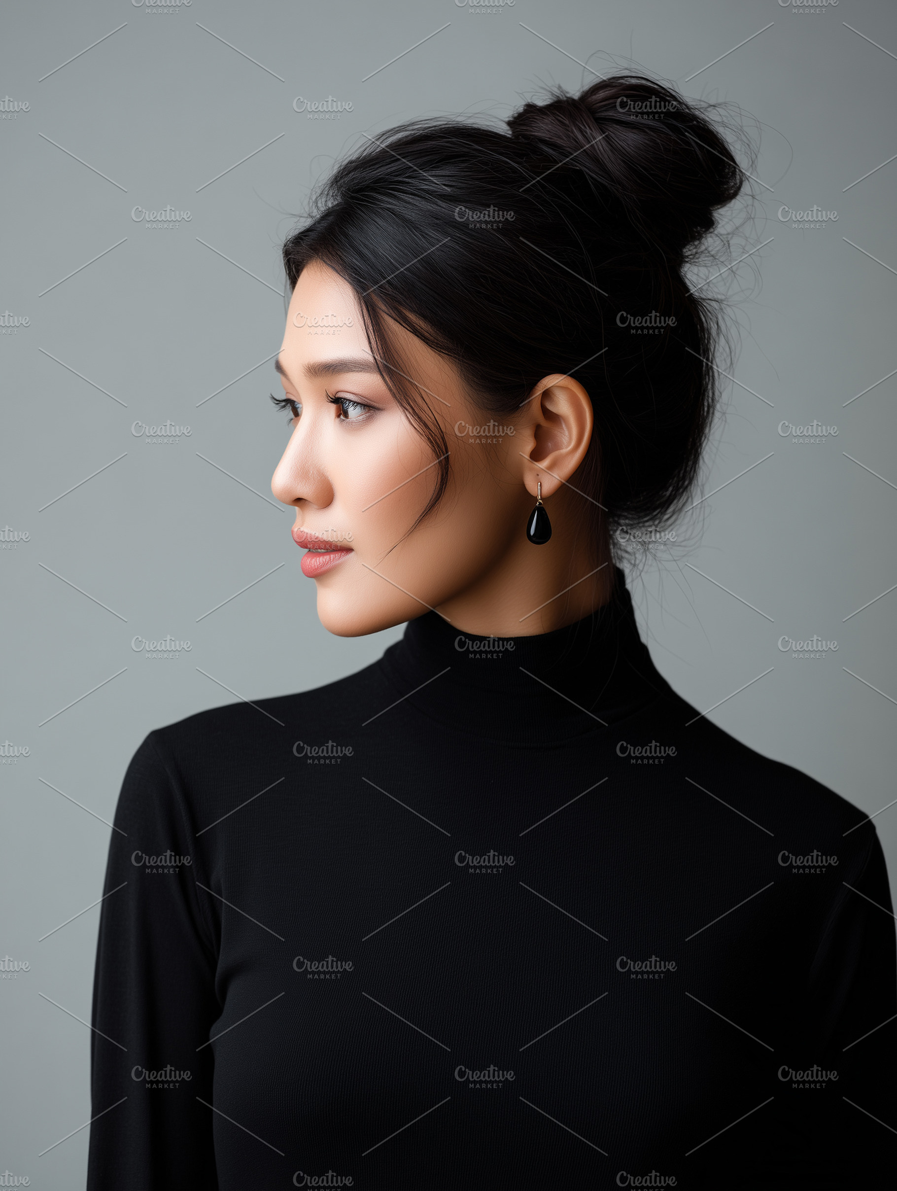Elegant Asian woman in black, a Person Photo by MistyDay