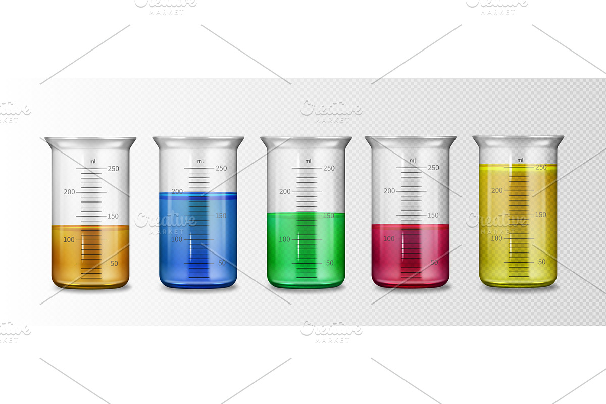 Measuring cup set with 3d glass, an Object Illustration by art PVP - market