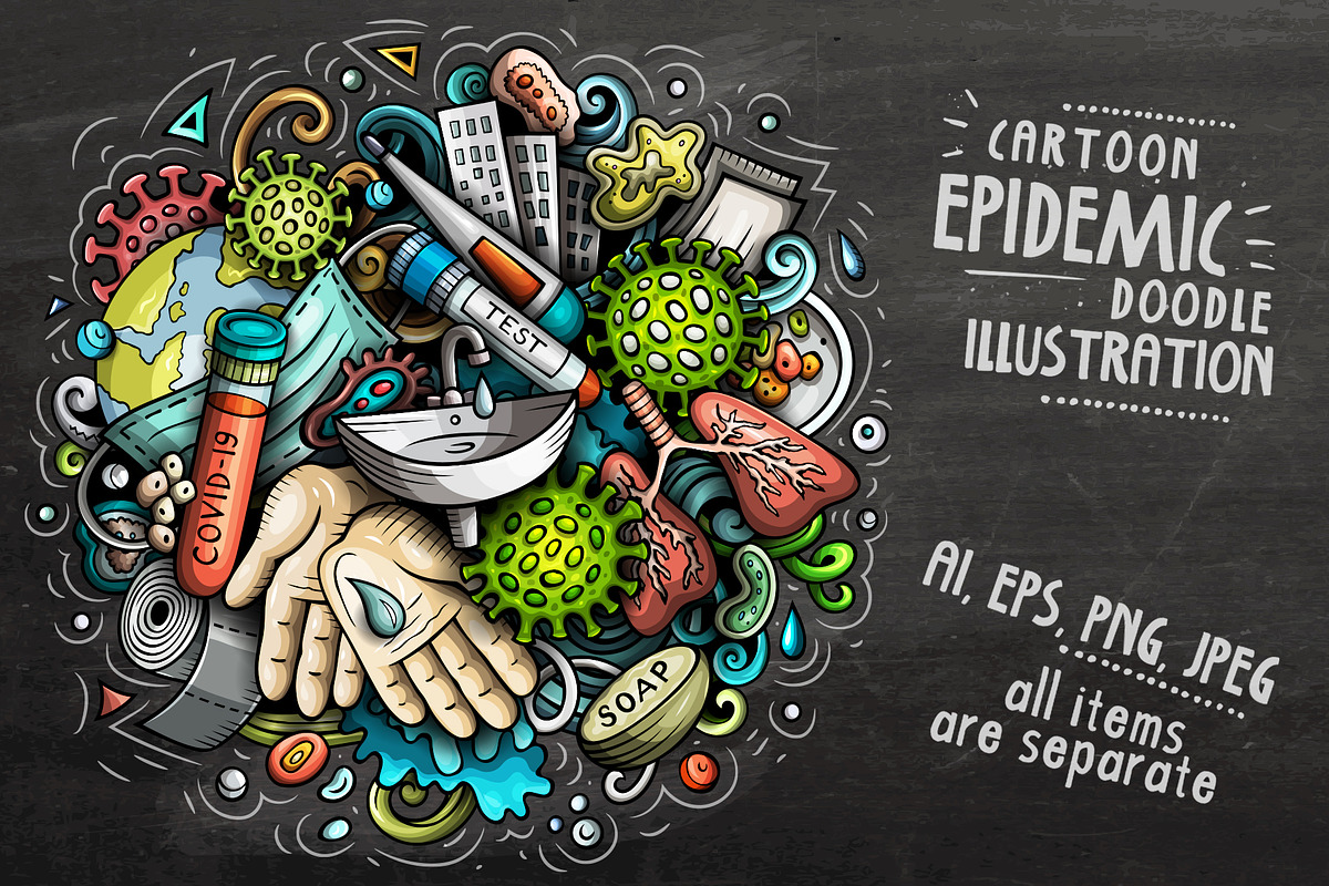 Cartoon Doodle Epidemic Illustration, a Healthcare Illustration by BALABOLKA (Photo 1 of 3)