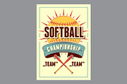 Softball vector poster set., a Sport Illustration by PoPaShop (Thumbnail 4 of 8)