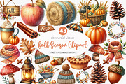 Watercolor Fall Season Clipart, an Illustration by SinaCreation (Thumbnail 1 of 5)