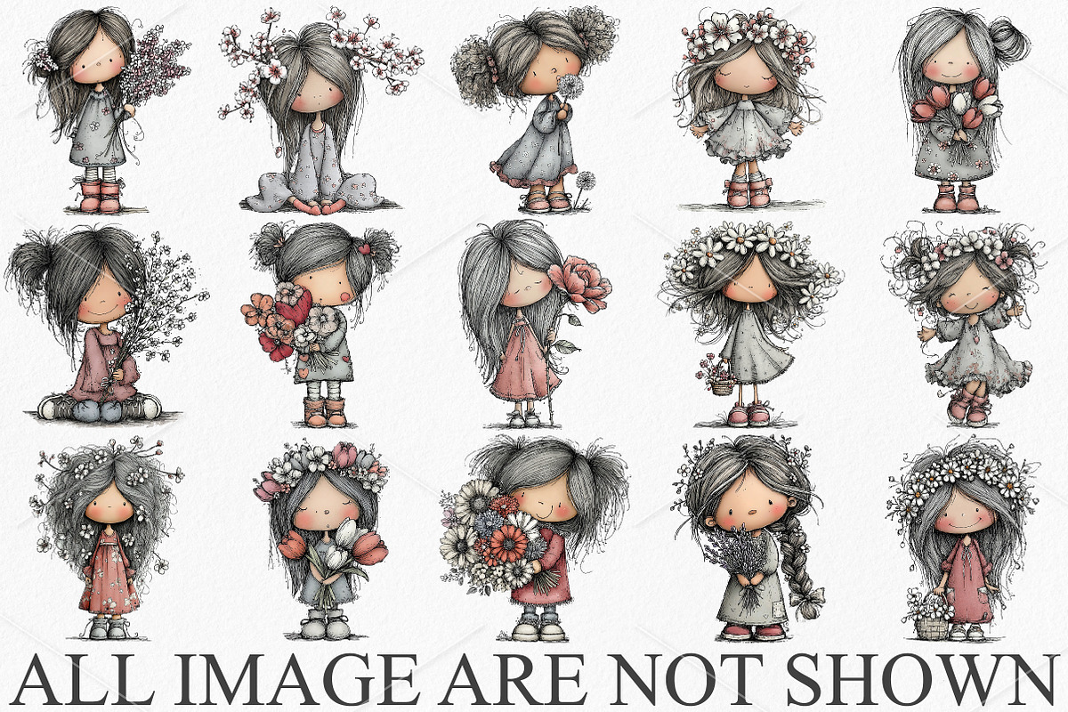 Watercolor Spring Girl Clipart PNG, an Illustration by Canvas Craft (Photo 3 of 7)