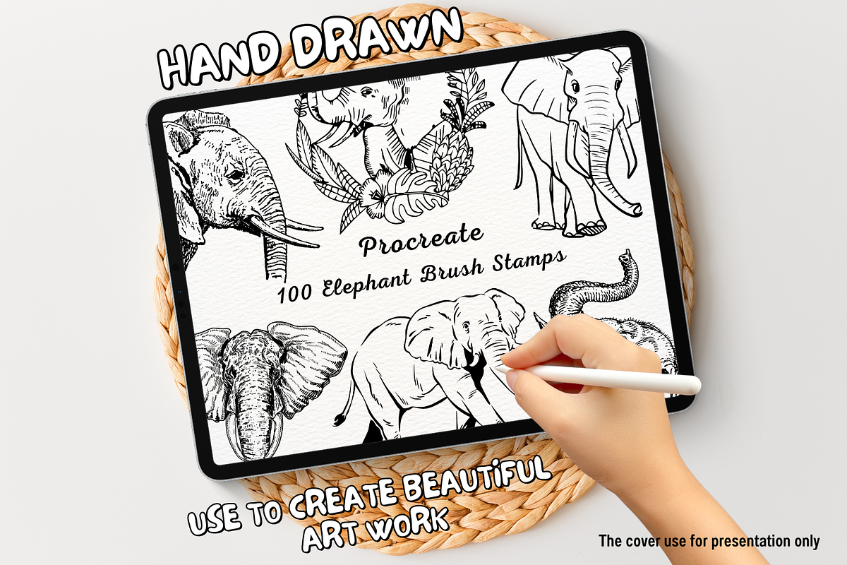 100 Elephant Procreate Stamps, a Brush Add-On by Painter Creative Books (Photo 1 of 9)