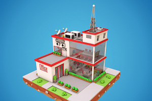 Cartoon Office Low Poly 3D Model, an Architecture 3D Model by Low Poly Lab