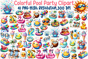 Colorful Pool Party Clipart, an Illustration by Sublimation Artist (Thumbnail 1 of 6)