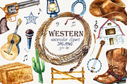 Western watercolor clipart, an Illustration by Vikeriya (Thumbnail 1 of 6)