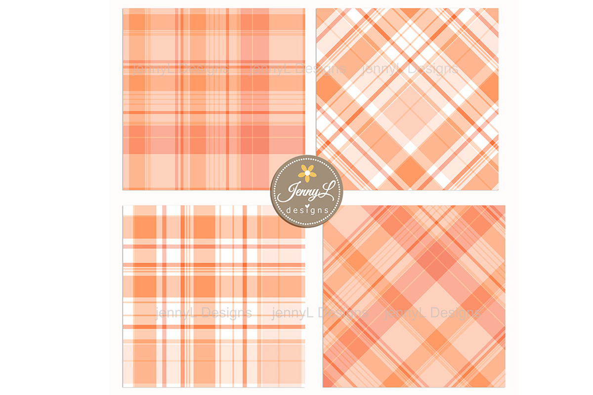 Peach Plaid Digital Papers, Pastel, a Pattern Graphic by JennyL Designs (Photo 5 of 8)