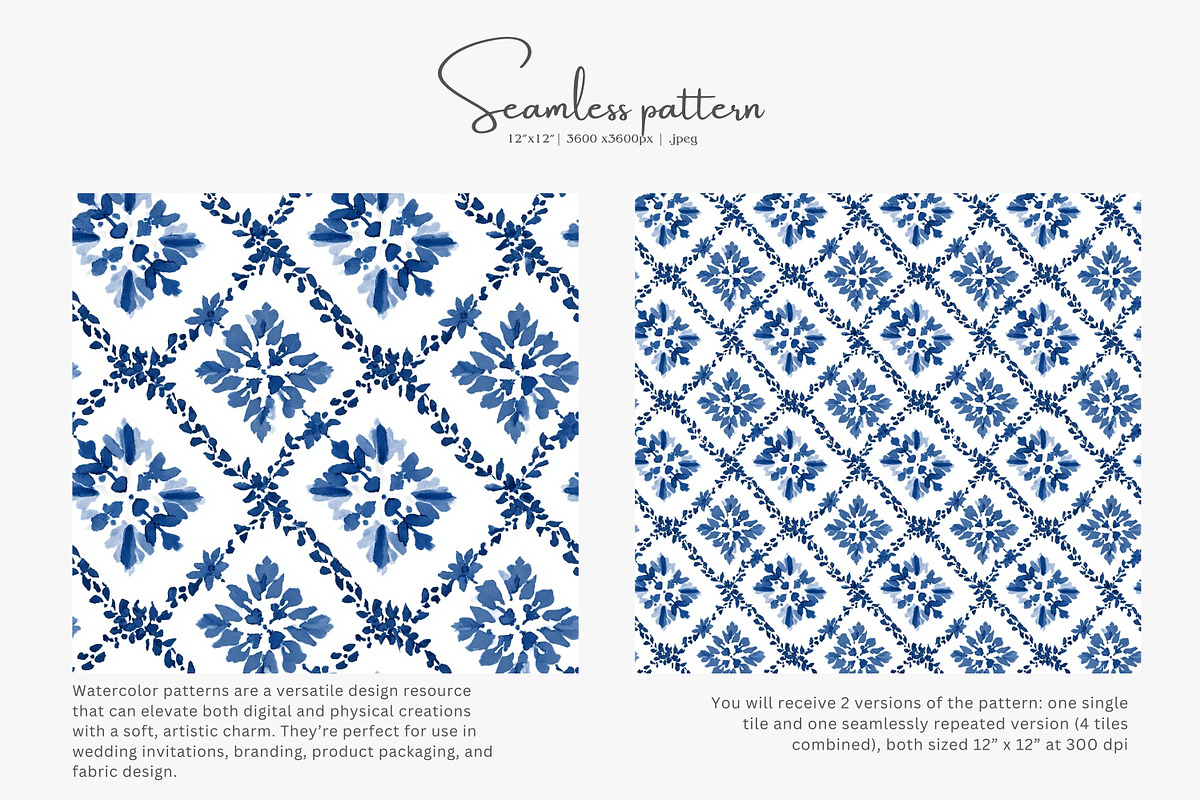 blue tile seamless pattern, a Pattern Graphic by Pink Studio Art (Photo 3 of 5)