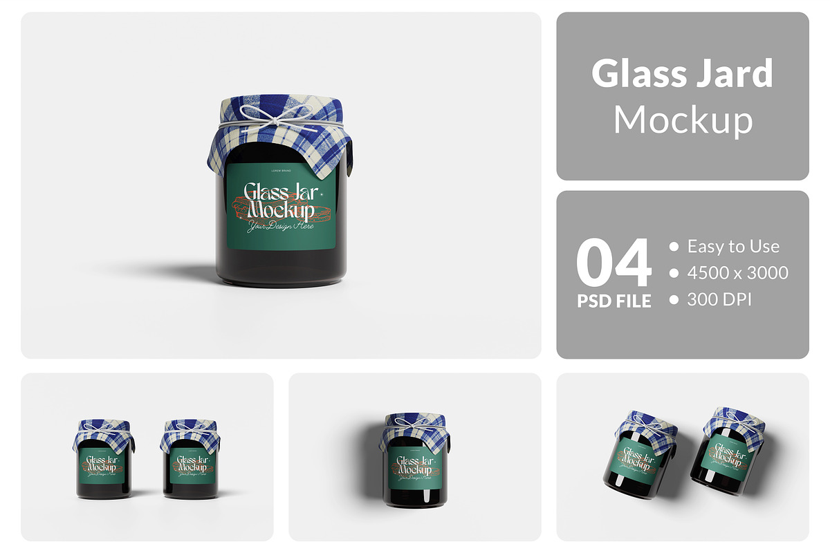Glass Jar Mockup, a Packaging Mockup by Hazzpro_Std (Photo 1 of 5)