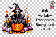 Creepy Skeleton Witch PNG Bundle, a Graphic by Clipart Studio (Thumbnail 9 of 11)