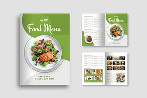 Food Menu Bifold Brochure Template