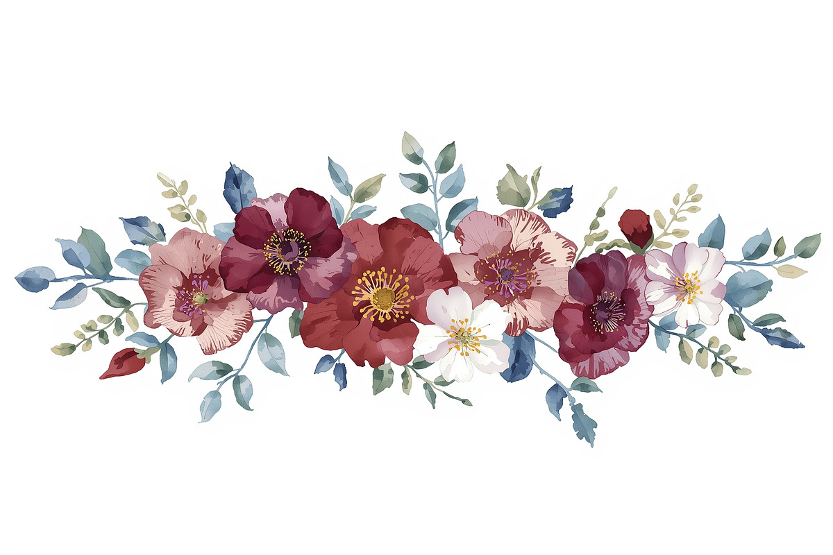 Burgundy Floral Clipart Set, an Illustration by Designer_Momina (Photo 15 of 16)