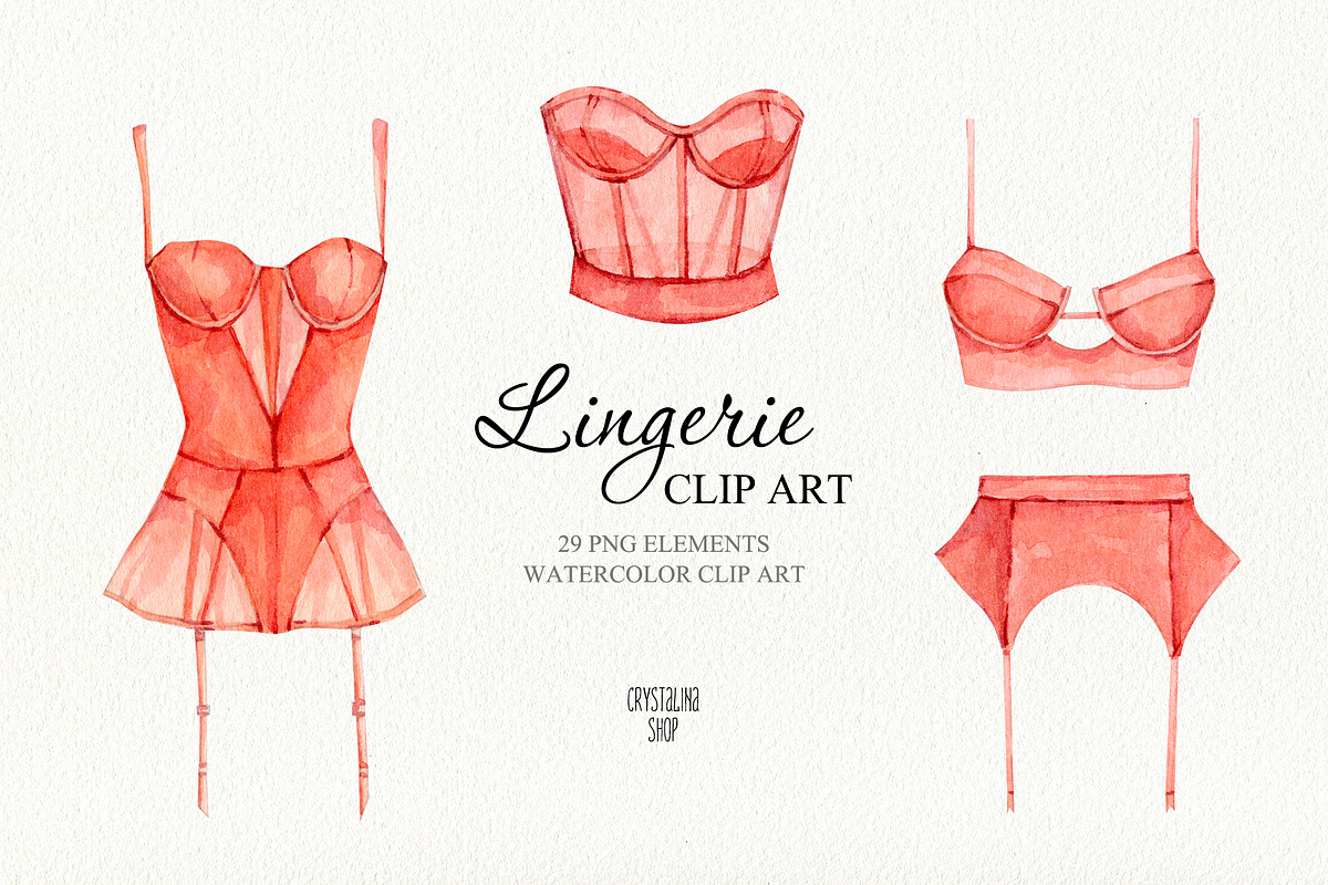Watercolor lingerie set, an Illustration by CrystalinaShop (Photo 4 of 4)