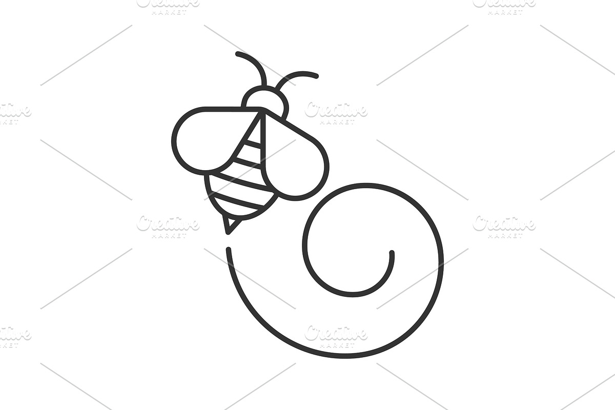 Flying honey bee linear icon, an Outline Icon by IMG Visuals