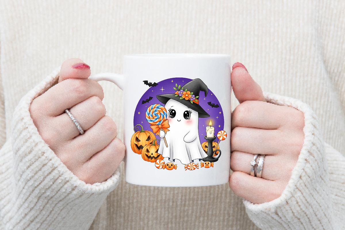 Cute Halloween Ghosts PNG, an Illustration by Watercolor design (Photo 3 of 3)