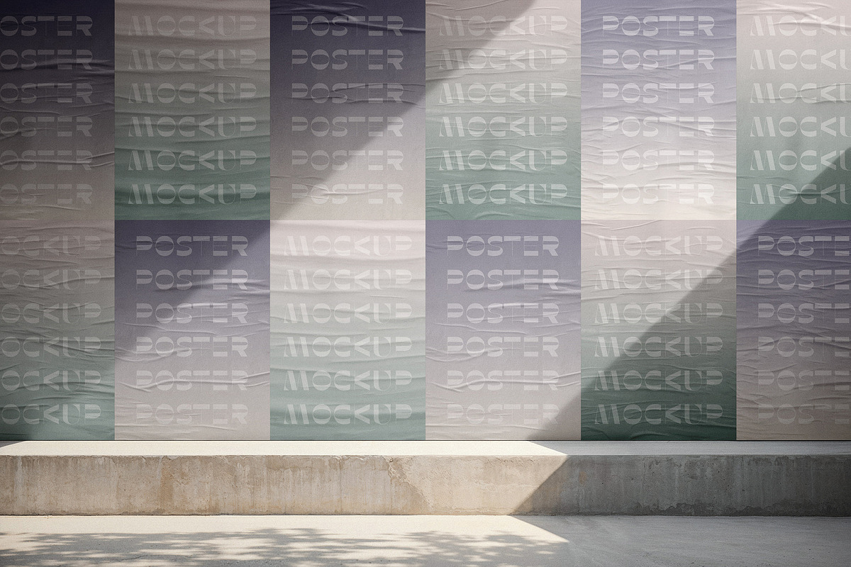 A4 Glued Posters Wall Mockup, an Advertising Mockup by Design Squad (Photo 2 of 4)