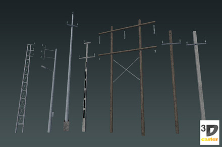 Electric Poles, an Environmental 3D Model by 3DCaster