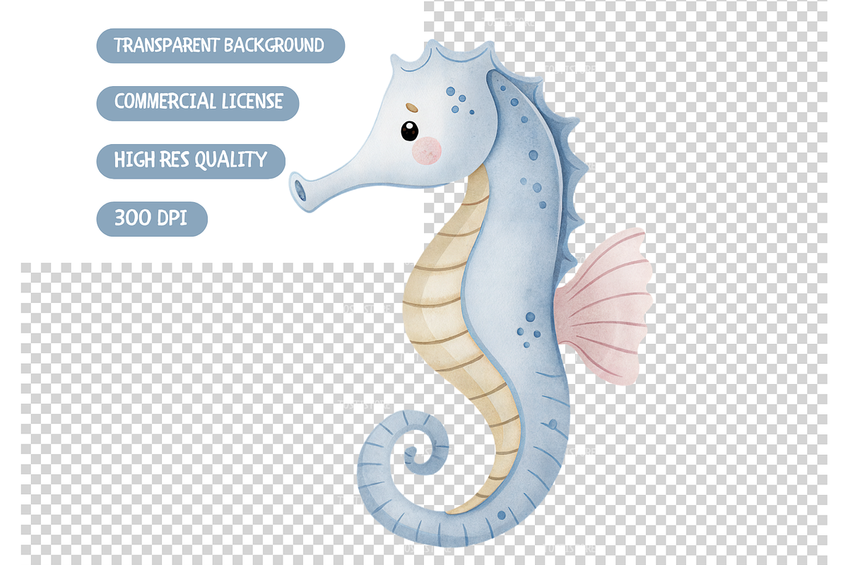Watercolor Under the Sea Clipart, an Illustration by TatiMockup (Photo 4 of 4)