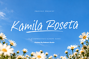 Kamila Roseta – Handwritten Font, a Script Font by Bekhair Studio (Thumbnail 1 of 16)