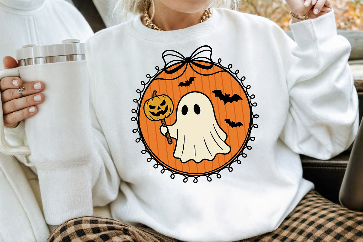 Cute Ghost with Pumpkin Halloween, a Seasonal Illustration by Creative Art (Photo 3 of 3)