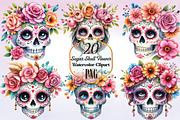 Watercolor Sugar Skull Flower, a Seasonal Illustration by Craft Nest (Thumbnail 1 of 4)