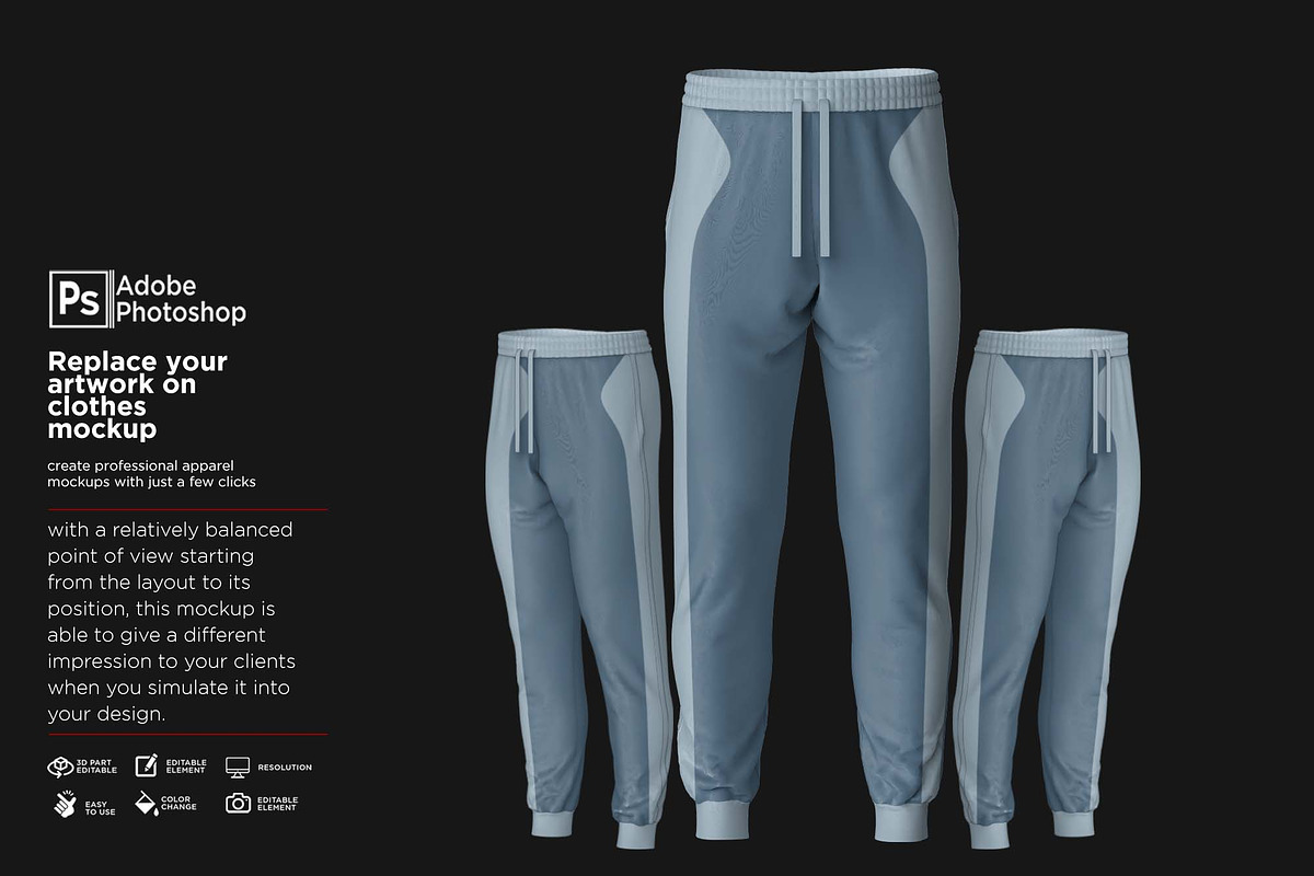 Jogger Pants Sport Mockup, a Shirt Mockup by Nanggroe Scripting (Photo 3 of 9)