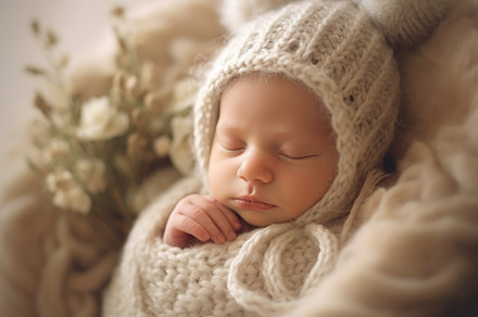 A photograph showing the innocence and purity of a newborn baby, a Person Photo by designvectx