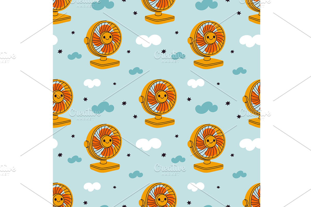 Ventilator seamless pattern, a Technology Illustration by YummyBuum