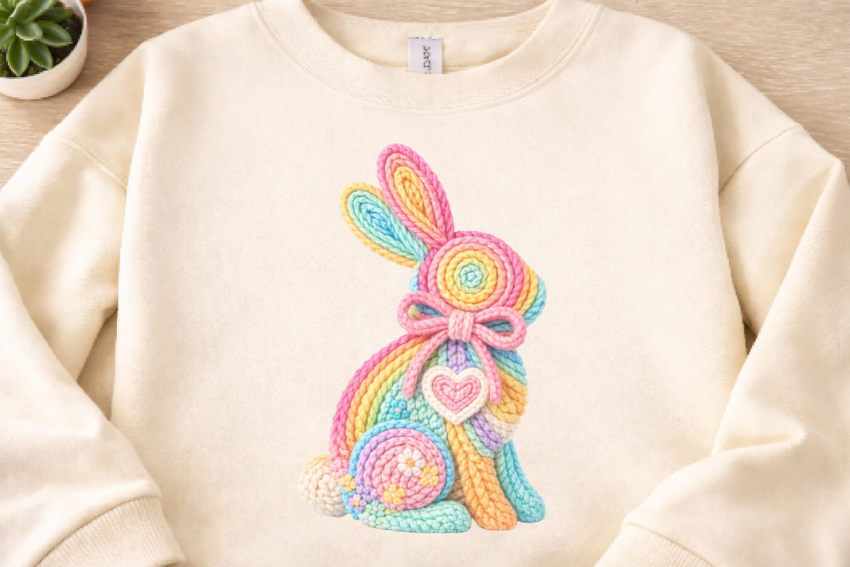 Faux Yarn Easter Bunny Png, an Illustration by Watercolor design (Photo 6 of 6)