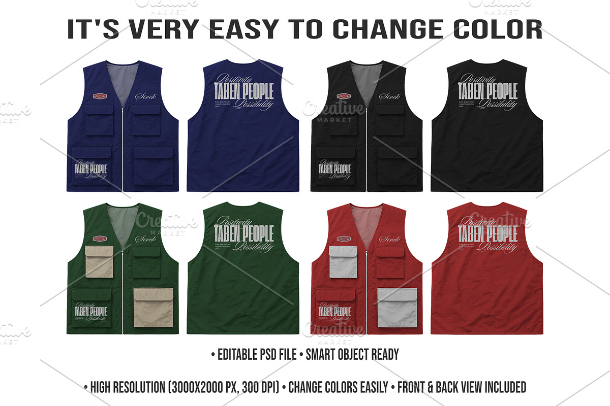 Streetwear Utility Vest Mockup PSD, a Shirt Mockup by std.badboy (Photo 2 of 4)