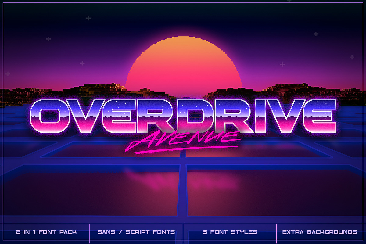 Overdrive Avenue – 2 in 1 Retro Wave, a Symbol Font by Ckybe's Corner (Photo 1 of 14)