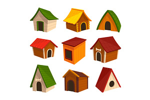 Dog house icon set. Cartoon pet, an Animal Illustration by the8monkey