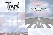 Travel Clipart | Airport Background, a Transportation Illustration by GlamArtZhanna (Thumbnail 2 of 3)