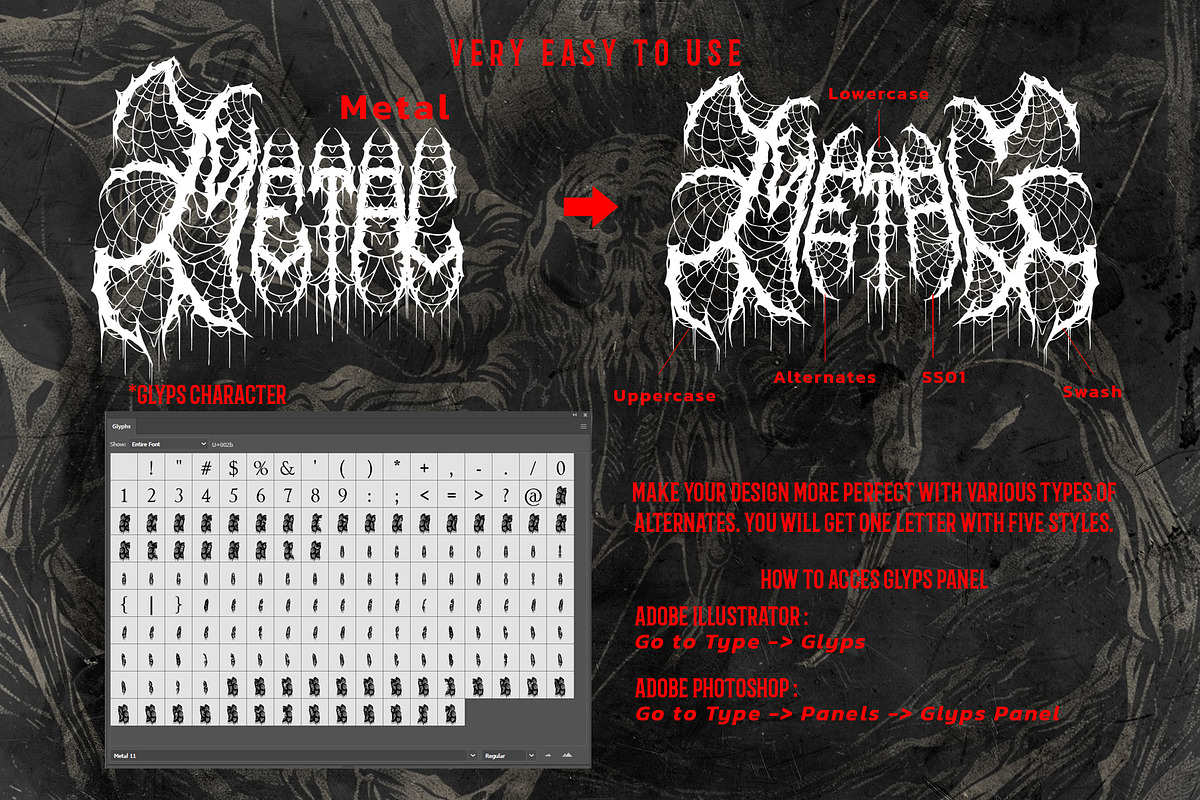 Cobweb Death Metal Font, a Blackletter Font by Fonday Studio (Photo 12 of 12)