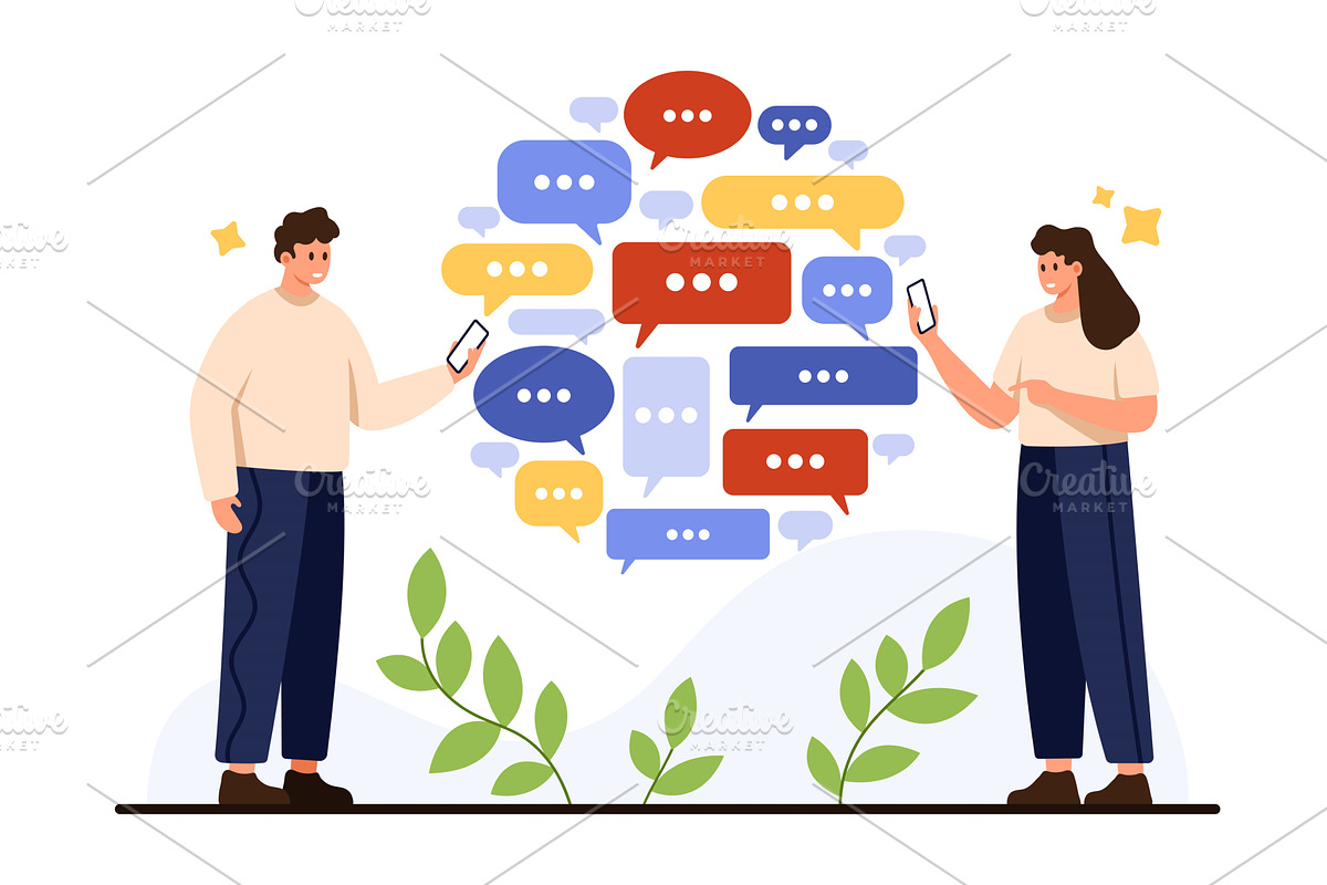 Mobile Chat Communication Concept, a Technology Illustration by Flashvector