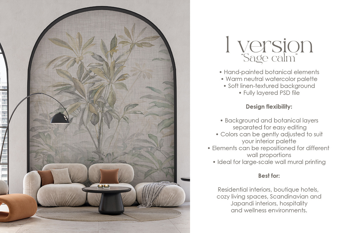 Garden Retreat botanical wall mural, a Wallpaper Graphic by Timofi Art (Photo 3 of 15)