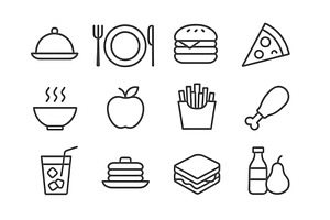 Icons depicting various types of, a Food Illustration by ZinetroN