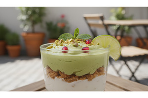 Layered dessert in a glass with, a Food & Drink Photo by Igor Tichonow