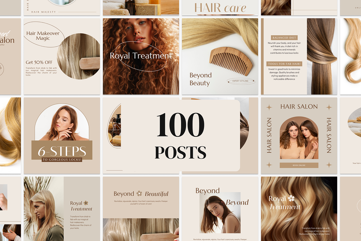 Hair Salon Instagram Template Canva, a Social Media Template by ...