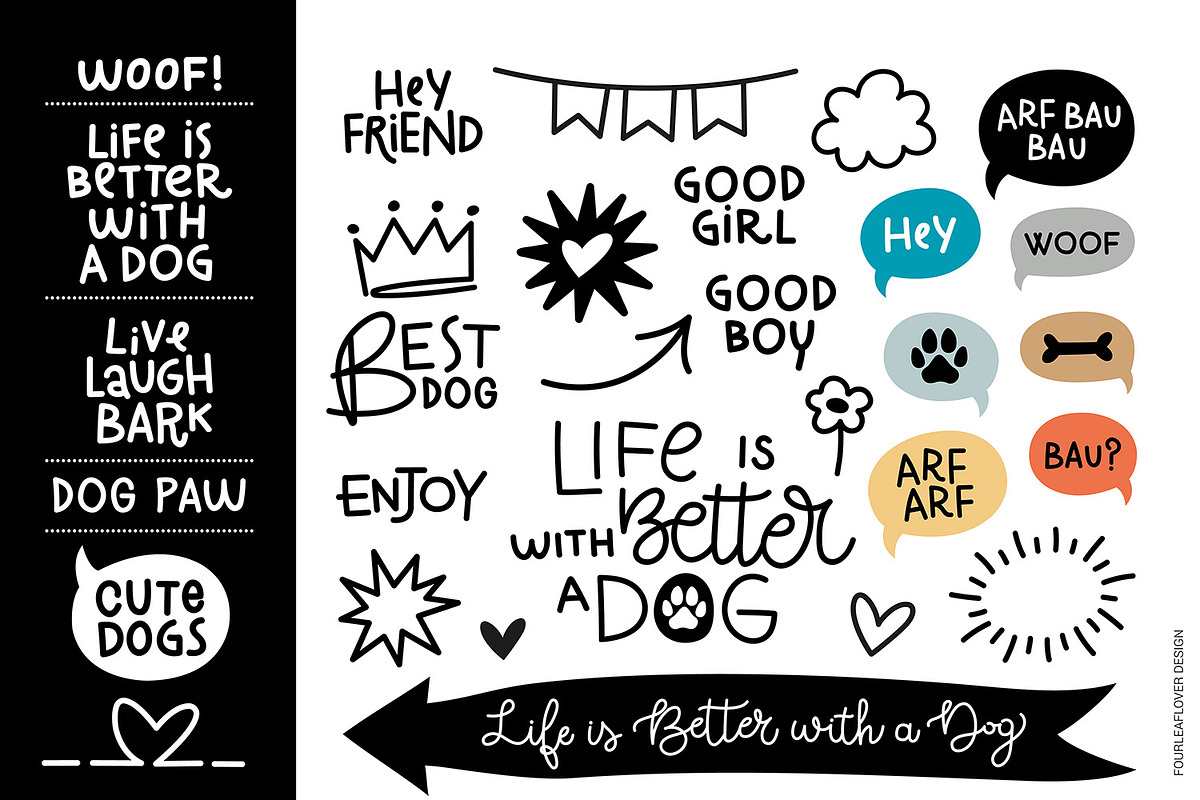 Cute Dogs Vector Set, an Animal Illustration by FourLeafLover (Photo 2 of 17)