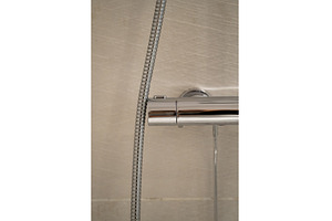 Chrome thermostat shower mixer with, an Architecture Photo by volodymyrshtun13795