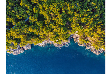 Aerial view of sea waves and Rocky, a Nature Photo by Elizaveta Galitskaya
