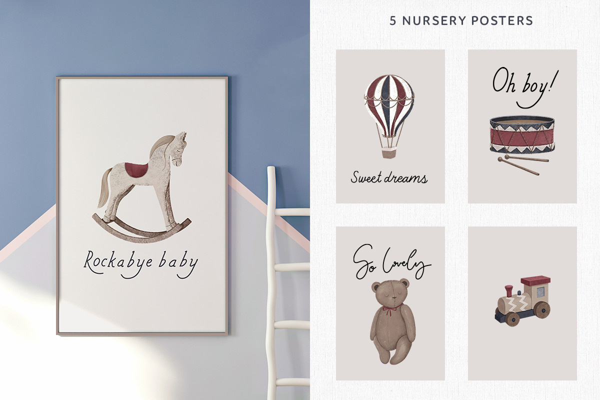 VINTAGE TOYS hand drawn clipart set, an Animal Illustration by Alina Mubarak (Photo 3 of 9)